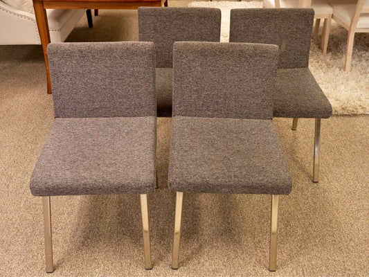 Set of Four CB2 Upholstered Dining Chairs in Charcoal