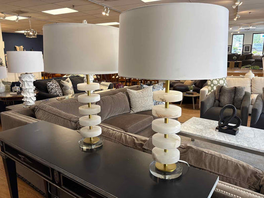 Pair of Quartz Disc Table Lamps