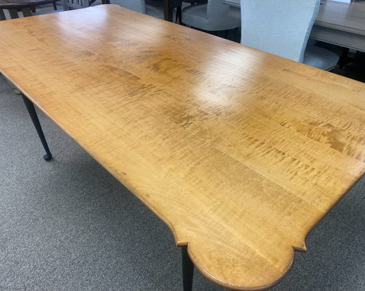 Eldred Wheeler Tiger Maple Porringer Dining Table on Black Base