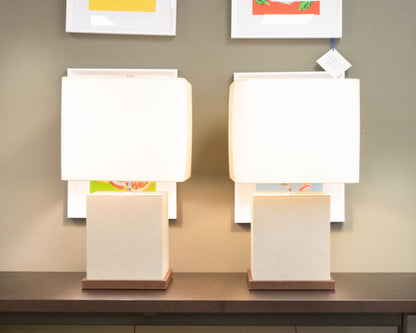 Pair of Contemporary Table Lamps with Square Shades