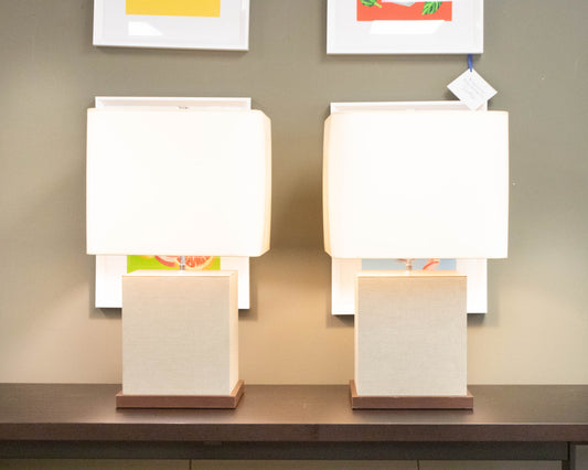 Pair of Contemporary Table Lamps with Square Shades