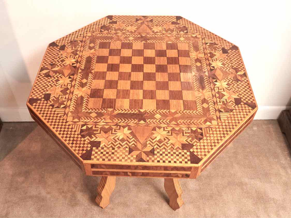 Inlaid Octagon Shape Game Accent Table