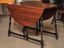 Cherry Drop Leaf Dining Table 9.75" Butterfly Leaf Distressed Black Legs