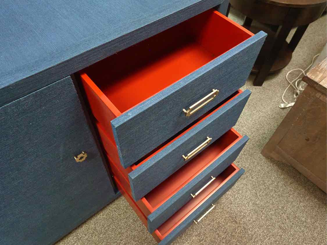 Mitchell Gold + Bob Williams Navy Wrapped Raffia Media Console