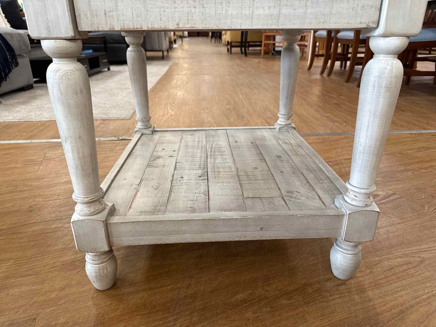 Pair of Whitewash Reclaimed Wood Side Tables