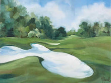 "Golf Course 1" Matted Print in Wavy Gold Frame