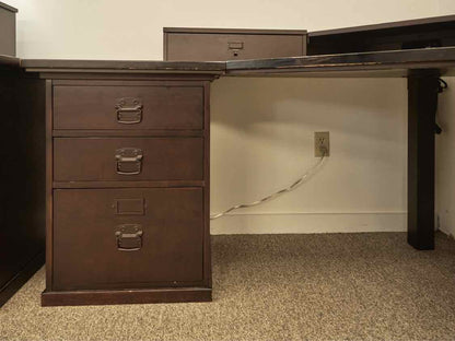 Pottery Barn 'Bedford' Corner Desk in Espresso Finish with 2 File Cabinet Drawer