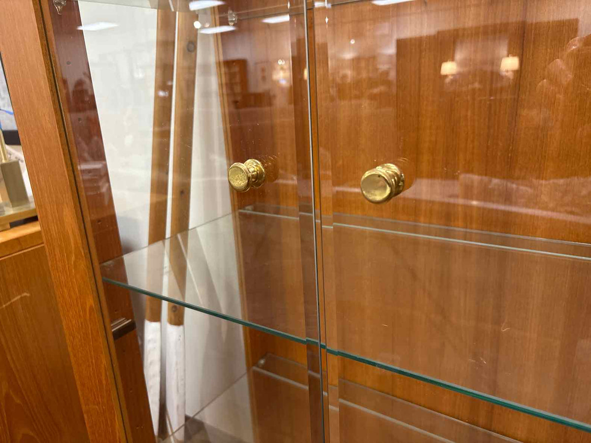 Lighted Teak Display Cabinet