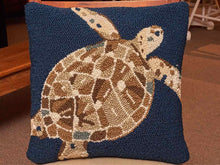 Hooked Sea Turtle Accent Pillow