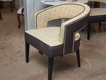 Pair of Crate & Barrel Chairs in Yellow & Ivory Contemporary Upholstery