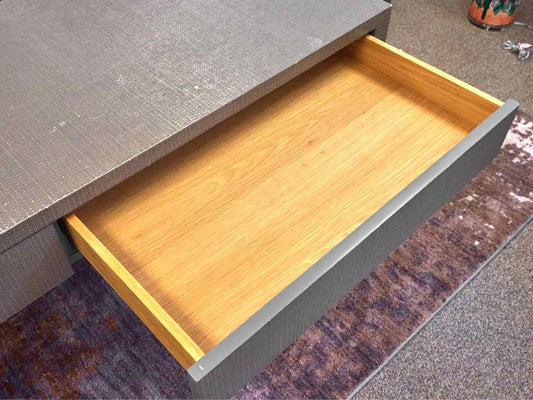 Grey Fabric Wrapped Desk with 2 Drawers