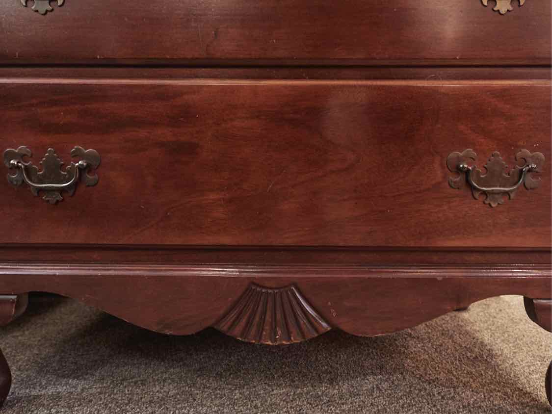 Mahogany Chippendale Style Chest w/5 Drawers & Brass Hardware