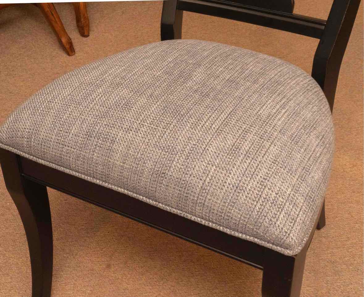Set Of 6 Ethan Allen Black Finish Upholstered Cushions  Dining Chairs