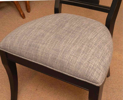 Set Of 6 Ethan Allen Black Finish Upholstered Cushions  Dining Chairs