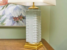Palladian Blue Square VaseTable Lamp Off White Square Shade