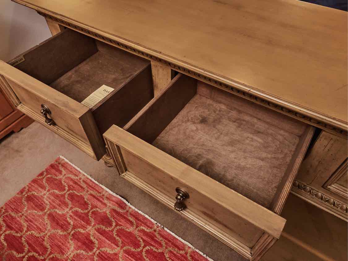 David Lee  Sage Green Finish 3 Drawer & Lower Shelf Console