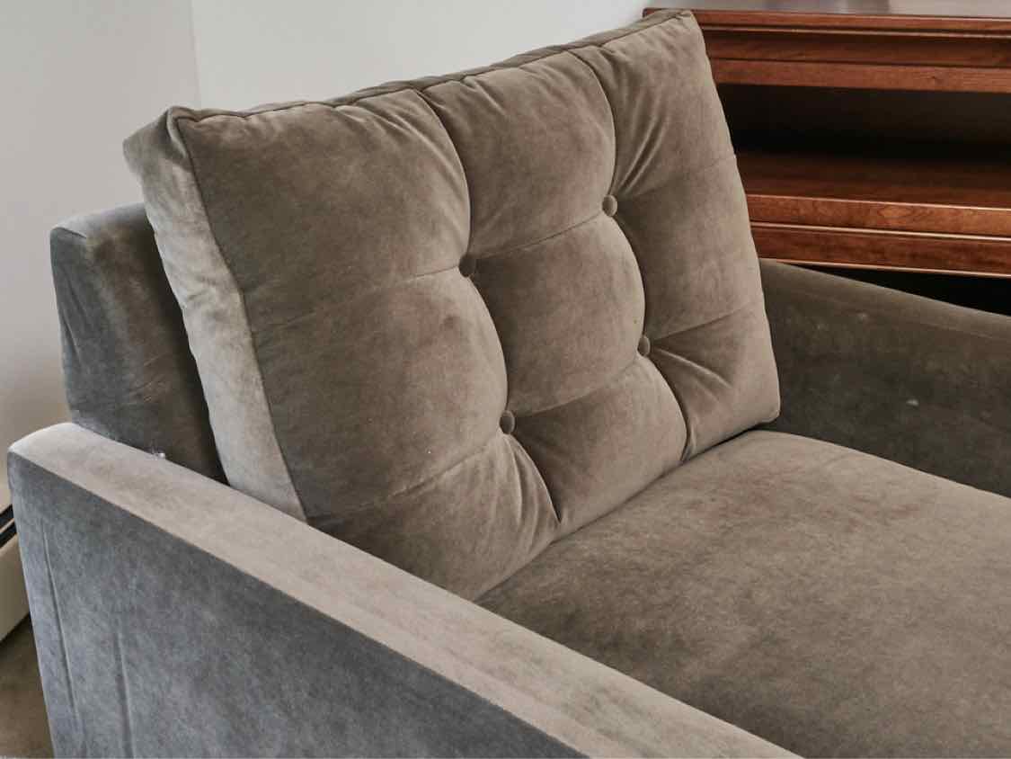 Charcoal Grey Micro Fiber Upholstered Chair with Tufted Back Pillow