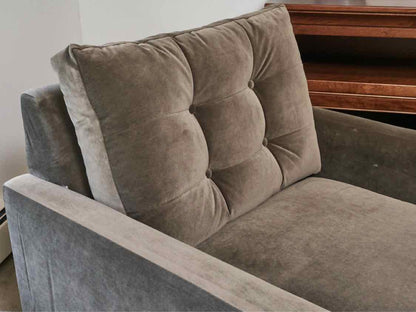 Charcoal Grey Micro Fiber Upholstered Chair with Tufted Back Pillow