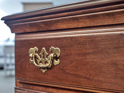 Pair of Cherry Block Front Two Drawer Nightstands