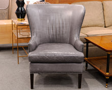 Crate & Barrel Gray Leather Wing Chair