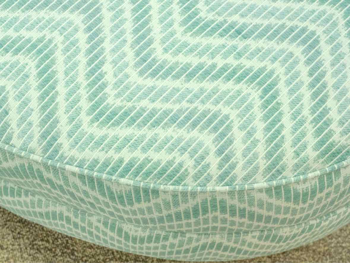 Lee Industries Oval Ottoman in Aqua Herringbone