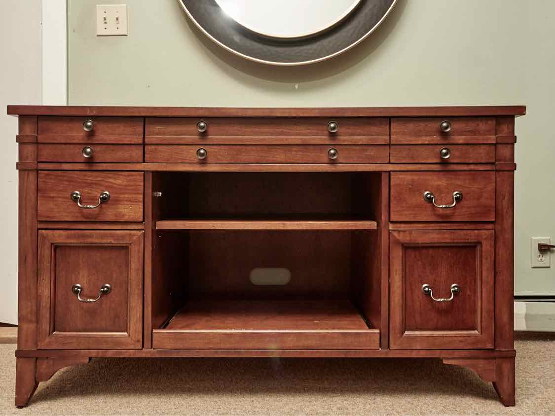 Cherry 7 Drawer 2 Shelf Desk/ Printer Stand