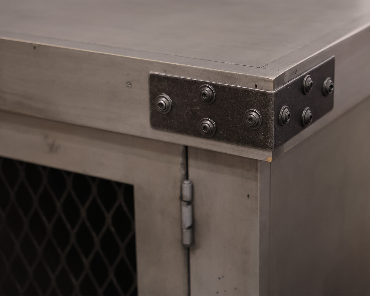 Technology Console  Washed Grey w/2 Lattice Patterned Doors/2 Shelves. On Wheels