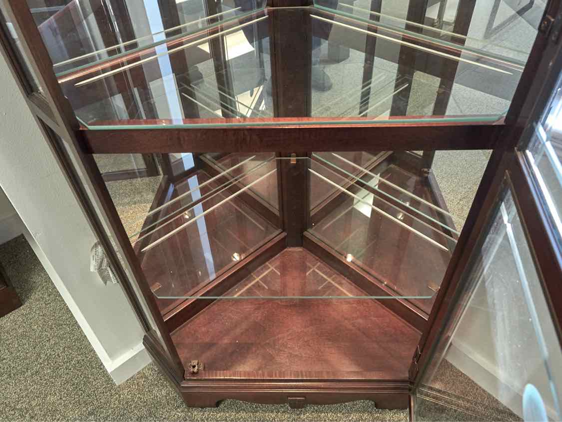 Howard Miller Cherry Lighted Corner Cabinet