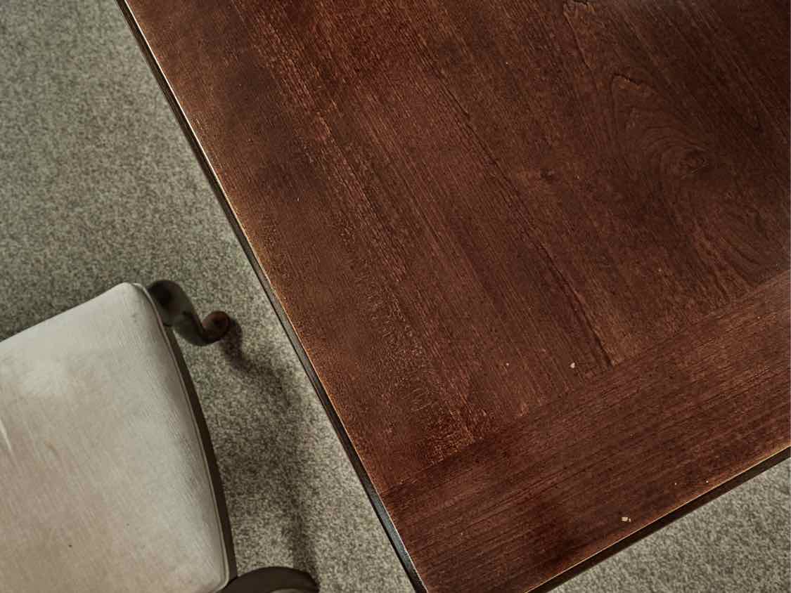 Thomasville Trestle Dining Table in Dark Finish & Set of 8 Matching Chairs