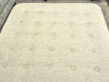 Gold & Ivory Button Square Ottoman with lucite Legs