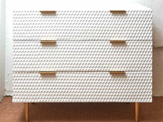Adore Decor "Jolie' 3 Drawer White Finish Honeycomb Chest