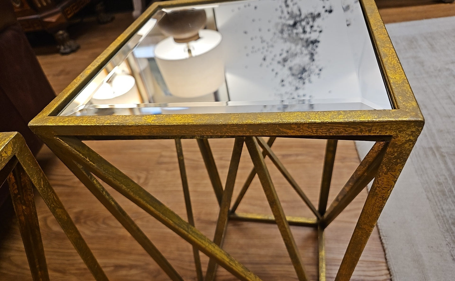 Madison Park Pair of 'Zee' Mirror Top Accent Tables