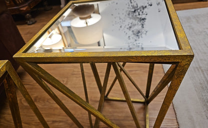 Madison Park Pair of 'Zee' Mirror Top Accent Tables