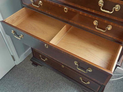 Councill Furniture Mahogany 8 Drawer  Chest with inlay Border