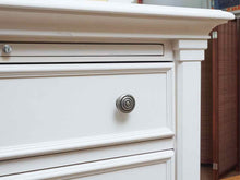 White Finish 3 Drawer Nightstand with Pull-Out Shelf