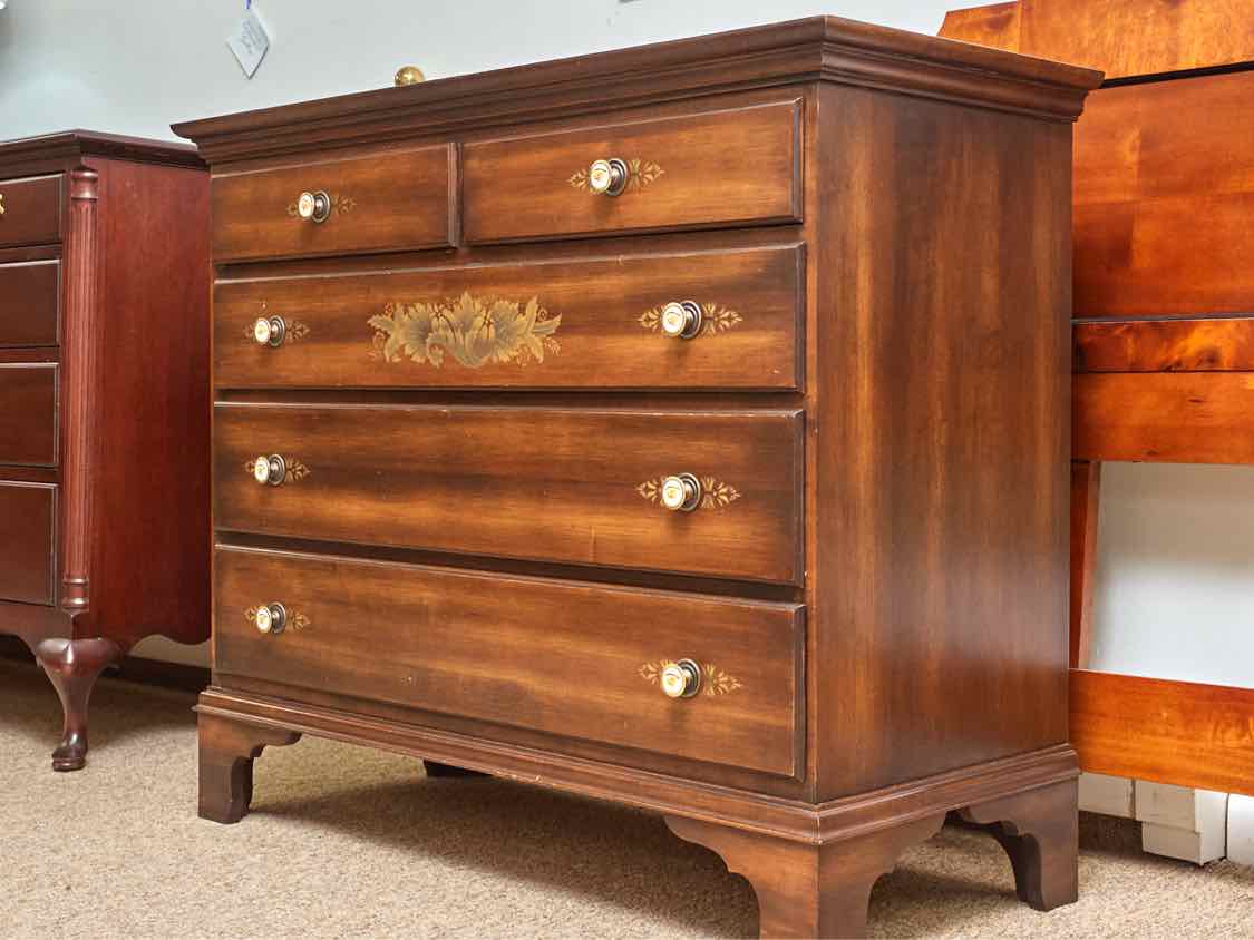 Hitchcock  'Nutmeg'  Stencil Accents Maple 5 Drawer Chest