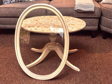 Oval Cream Finish Glass Tray Cocktail Table