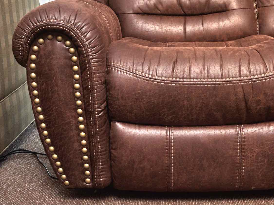 Flexsteel Leather Suede 6 Cushion 3 Power Recliner Sectional