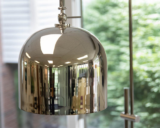 Arc Floor Lamp with Metal Shade in Polished Nickel