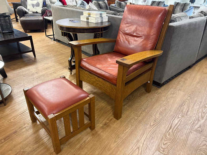 Stickley Bow Arm 'Morris' Chair + Ottoman