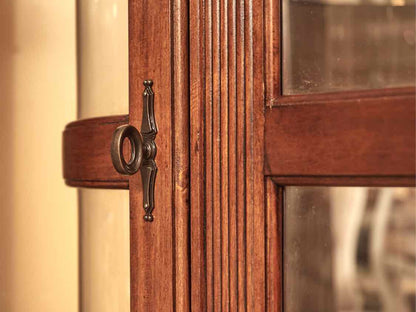 Pulaski Cherry Curved Glass 2 Door 5 Glass Shelf  Display Cabinet