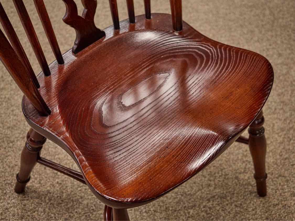 Set of Six Antique Colonial Solid Oak Side Chairs