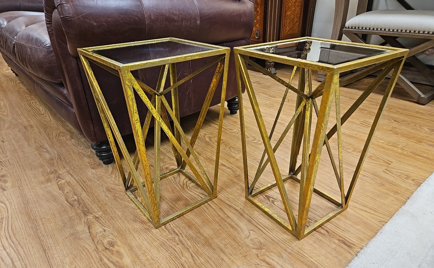 Madison Park Pair of 'Zee' Mirror Top Accent Tables