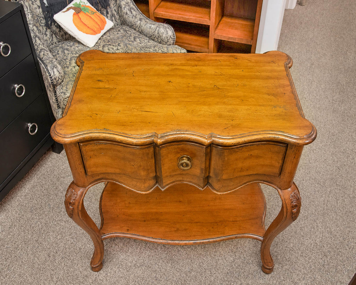 Drexel French Provincial Side Table in Pecan Finish
