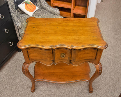 Drexel French Provincial Side Table in Pecan Finish