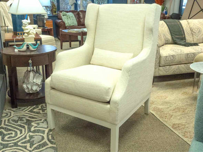 Custom Wing Chair in Cream Texture Fabric