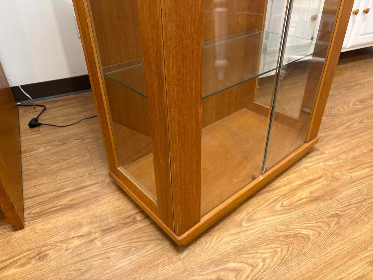 Lighted Teak Display Cabinet