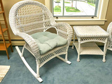 Pier1   Indoor White Wicker  Loveseat,Rocker, Side Chair, 2 Side Tables Set