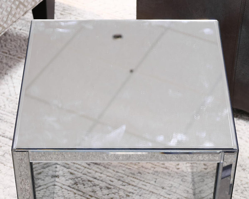 Mirrored Cube Side Table