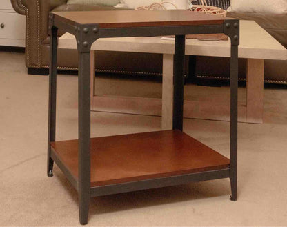 Pair Of Stained Ash Metal Legs Side Tables